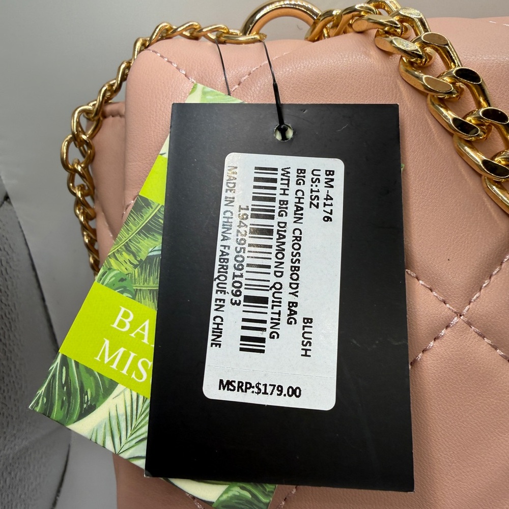 NWT Badgley Mischka Quilted Crossbody - Blush - Picture 3 of 10